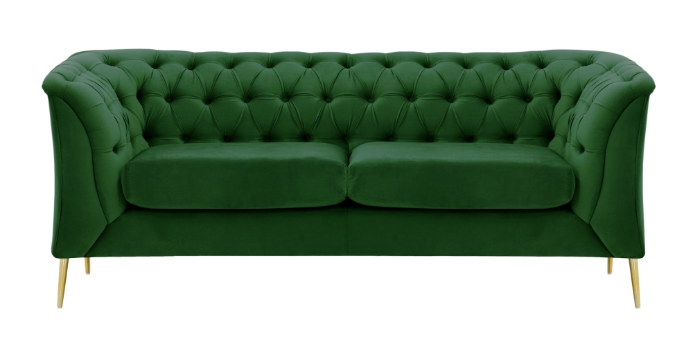 MODELL:  CHESTERFIELD MODERN ART „M“ 2-SITZER SOFA IN SAMTSTOFF „ VELOURS “ PREMIUM