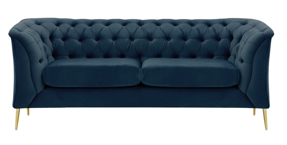 MODELL:  CHESTERFIELD MODERN ART „M“ 2-SITZER SOFA IN SAMTSTOFF „ VELOURS “ PREMIUM