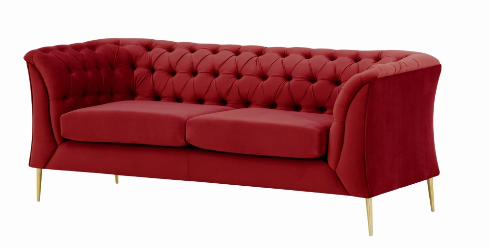 MODELL:  CHESTERFIELD MODERN ART „M“ 2-SITZER SOFA IN SAMTSTOFF „ VELOURS “ PREMIUM