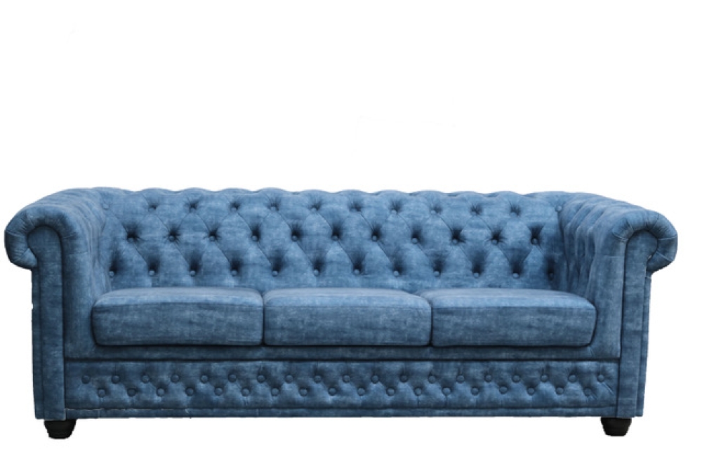 MODELL:  " CHESTERFIELD “  3 - SITZER SOFA IN  BLUE JEANS LOOK