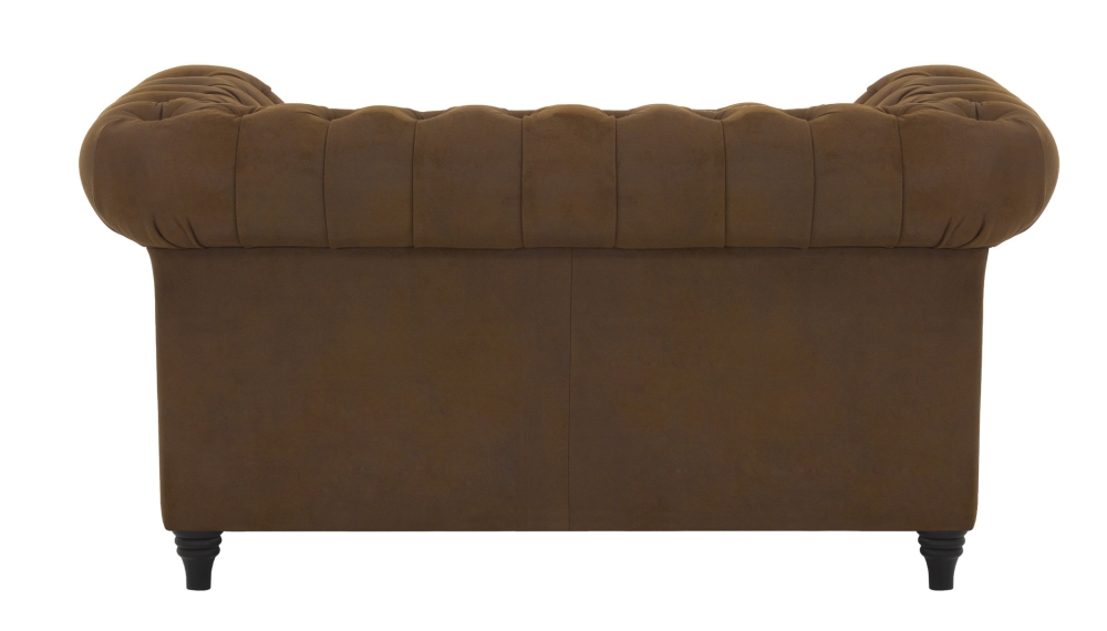 MODELL:  " CHESTERFIELD WINDSOR “ 2-SITZER SOFA IN VINTAGE BRAUN WILDLEDER LOOK PREMIUM