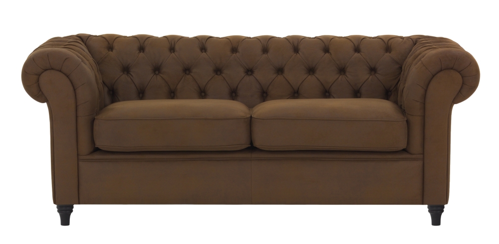 MODELL:  " CHESTERFIELD WINDSOR “ 3-SITZER SOFA IN VINTAGE BRAUN WILDLEDER LOOK PREMIUM