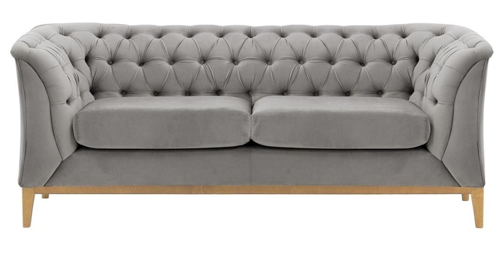 MODELL:  CHESTERFIELD MODERN ART „W“ 2-SITZER SOFA IN SAMTSTOFF „ VELOURS “ PREMIUM