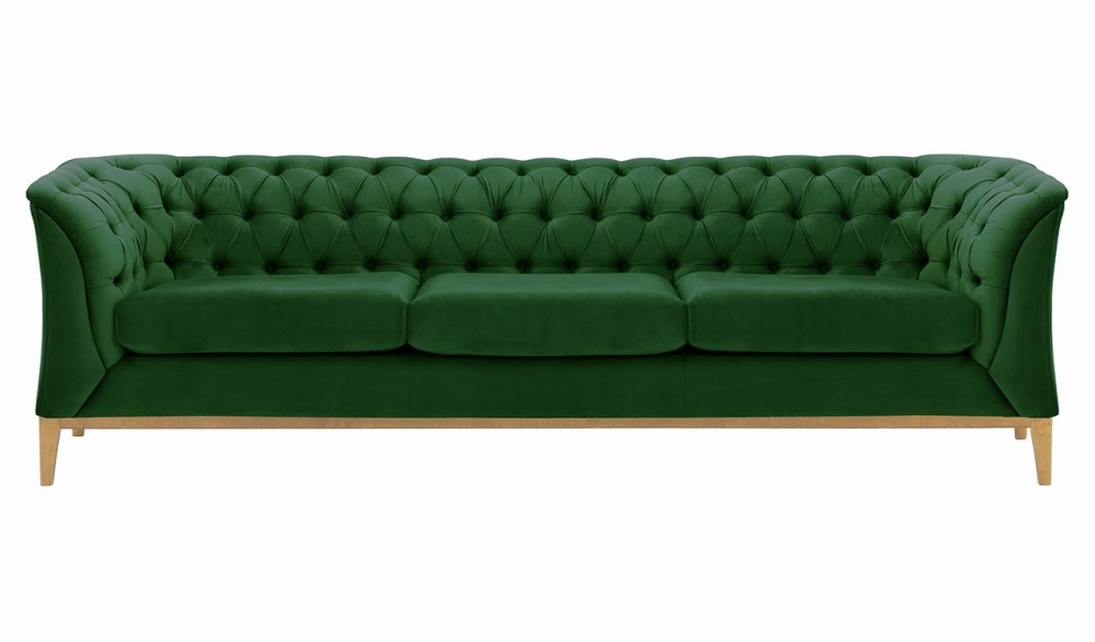 MODELL:  CHESTERFIELD MODERN ART „W“ 3-SITZER SOFA IN SAMTSTOFF „ VELOURS “ PREMIUM