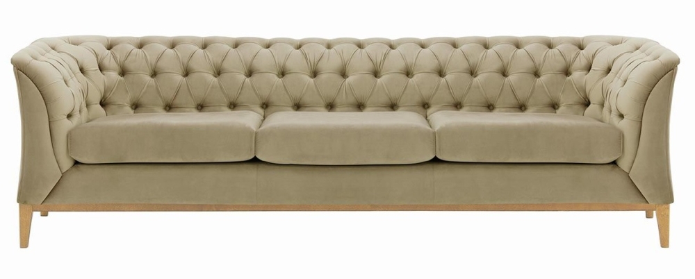 MODELL:  CHESTERFIELD MODERN ART „W“ 3-SITZER SOFA IN SAMTSTOFF „ VELOURS “ PREMIUM