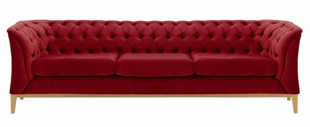 MODELL:  CHESTERFIELD MODERN ART „W“ 3-SITZER SOFA IN SAMTSTOFF „ VELOURS “ PREMIUM