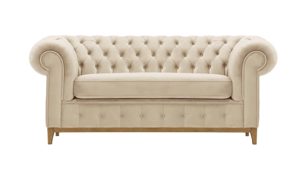 MODELL:  " CHESTERFIELD DIAMOND " 2-SITZER SOFA IN SAMTSTOFF „ VELOURS “ PREMIUM