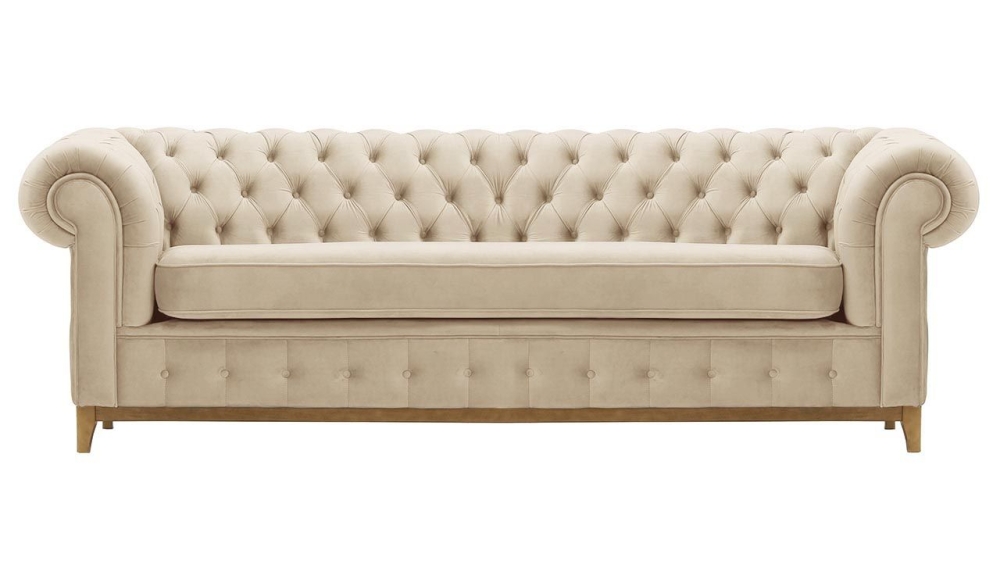 MODELL:  " CHESTERFIELD DIAMOND " 3-SITZER SOFA IN SAMTSTOFF „ VELOURS “ PREMIUM