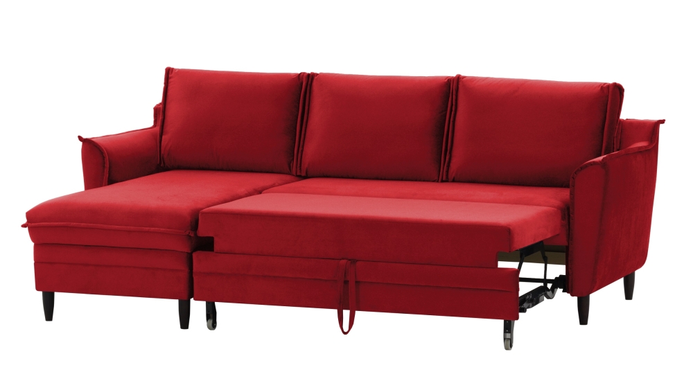 MODELL: CARMEN ECKSOFA MIT BETTFUNKTION UND BETTKASTEN IN SAMTSTOFF „ VELOURS “ PREMIUM