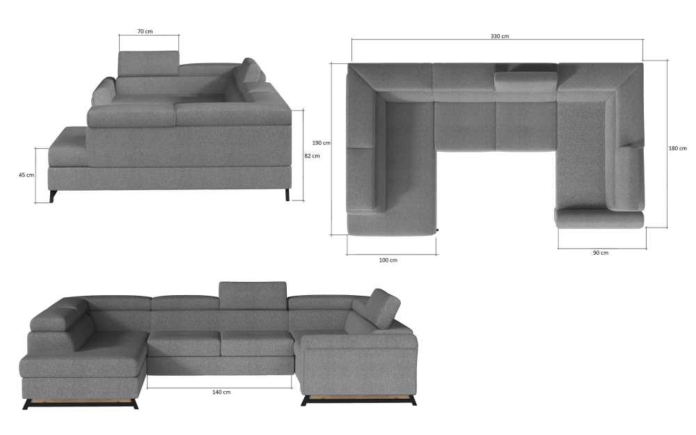 MODELL „ESCADA“ ECKSOFA IN GRAU STOFF wie abgebildet ! weitere Farben auf Anfrage lieferbar !