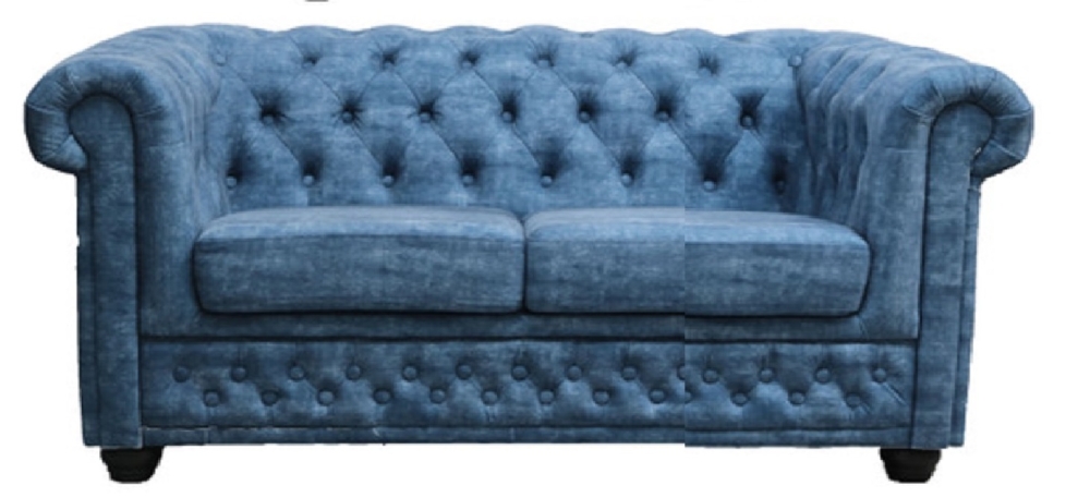 MODELL:  " CHESTERFIELD “  2 - SITZER SOFA IN  BLUE JEANS LOOK