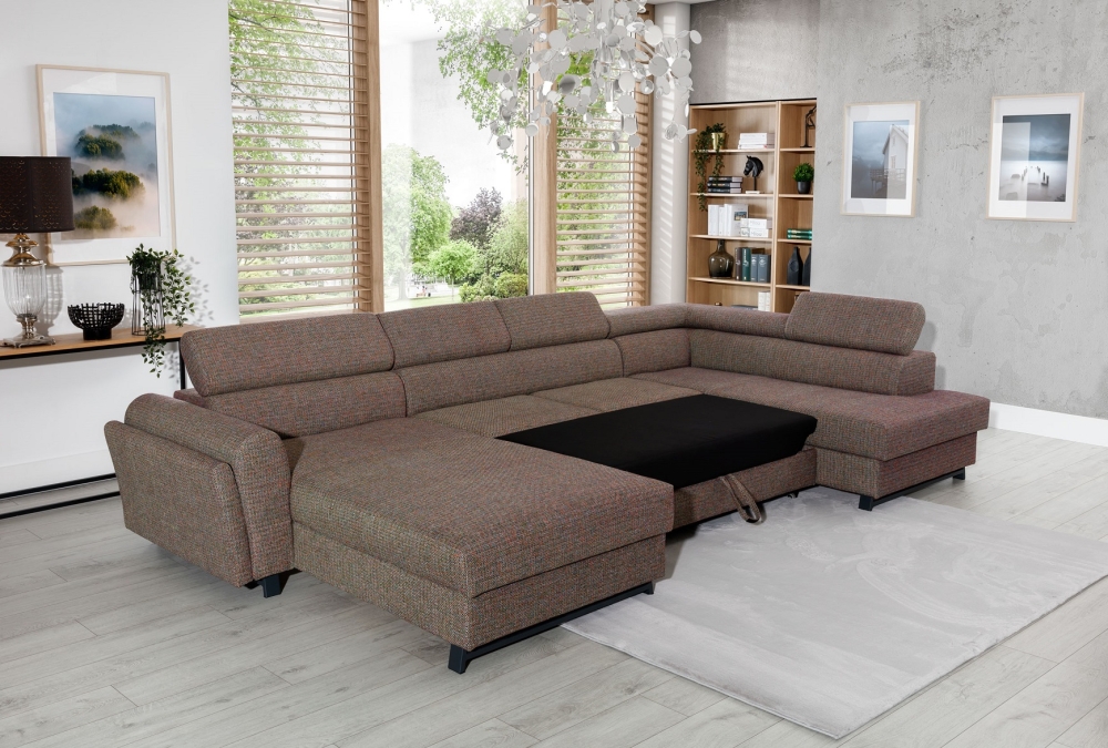 MODELL „ JOSETTE“ ECKSOFA IN U-FORM IN BRAUN STOFF wie abgebildet !