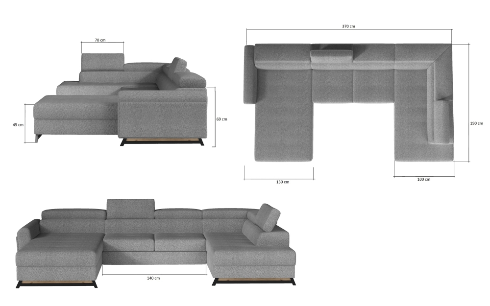 MODELL „ JOSETTE“ ECKSOFA IN U-FORM IN BRAUN STOFF wie abgebildet !