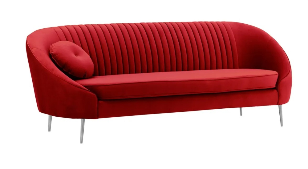 MODELL:  Mademoiselle mit Rippenstruktur 3 SITZER SOFA IN SAMTSTOFF „ VELOURS “ PREMIUM