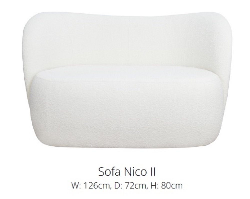 MODEL „NICO” 2-SITZER SOFA IN STOFF BOUCLE