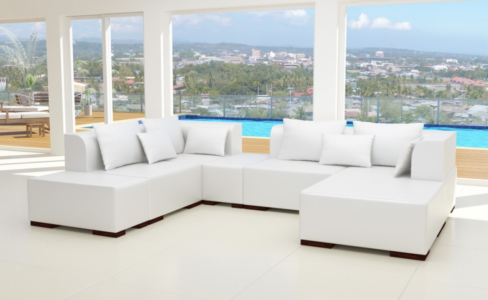 Modell VICTORIA: LEDER LOOK - MODULARES SOFA