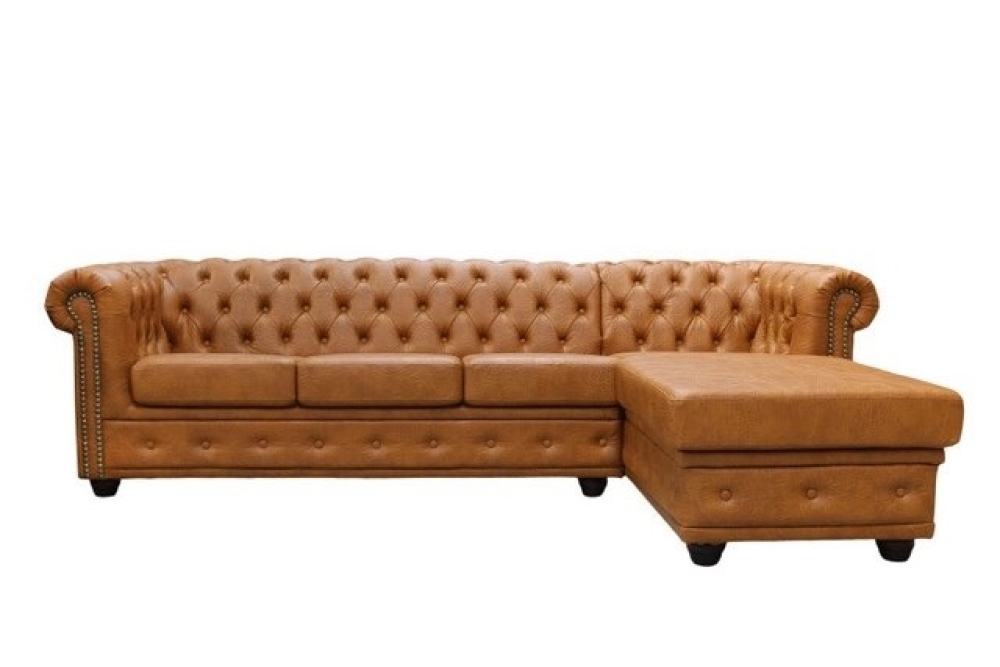 Modell " CHESTERFIELD" 3 - SITZER ECKSOFA MIT ODER OHNE BETTFUNKTION IN LEDER LOOK PREMIUM