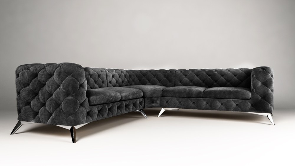 MODELL CHESTERFIELD „ROYAL“ MODULARES ECKSOFA: 1 + 2 + 3 + (E) + 3 + 2 + 1 IN STOFF VELVET SAMT PREMIUM