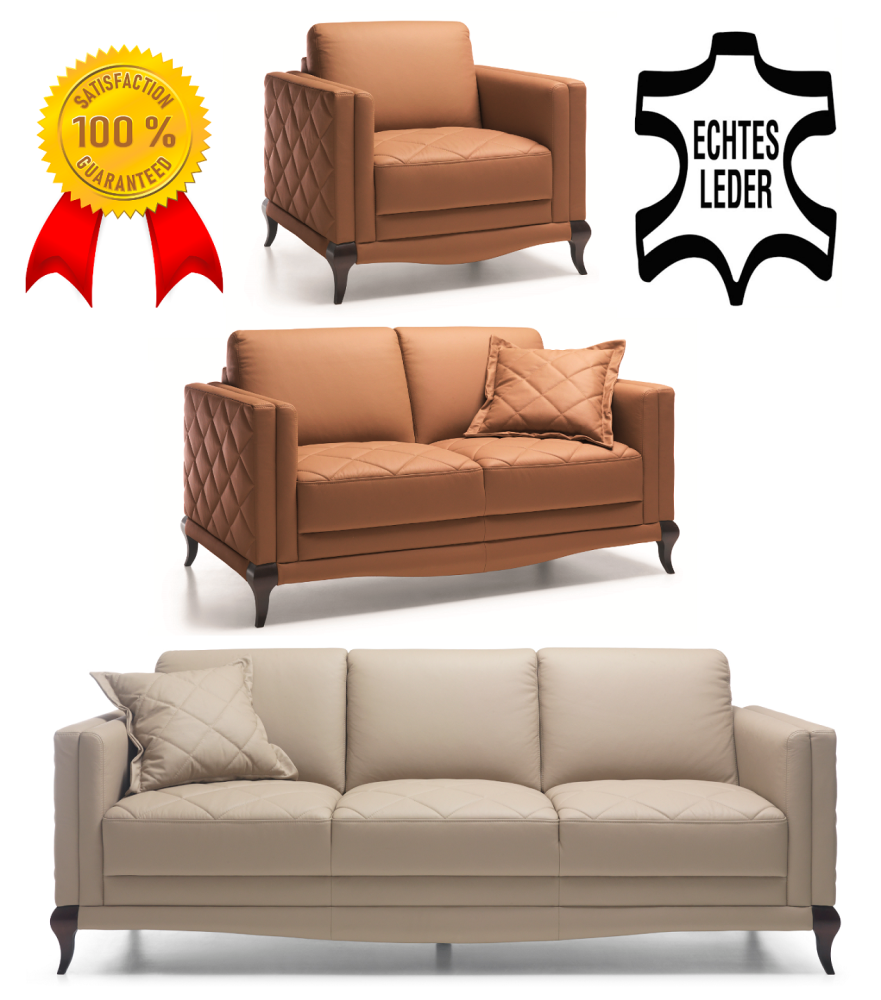 MODELL "LAVIANO", 3-SITZER SOFA MIT BETTFUNKTION, IN ECHTLEDER (NATURELLE & EVOLUTION , freie Farbwahl) !