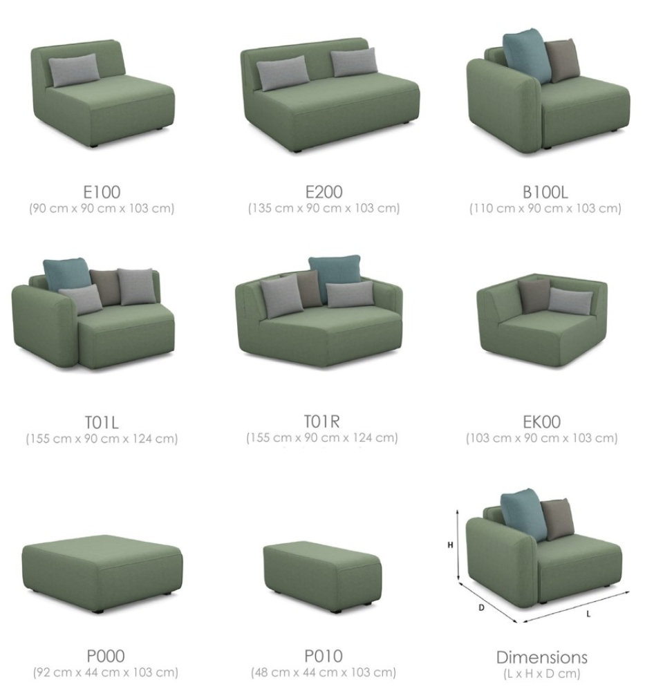 MODELL "TACTIC" MODULARES SOFA IN STOFF wie abgebildet !