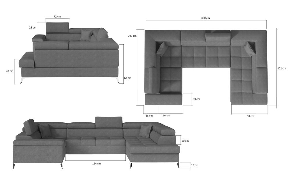 MODELL „THIAGO“ ECKSOFA IN U-FORM IN ROT SAMT  *)