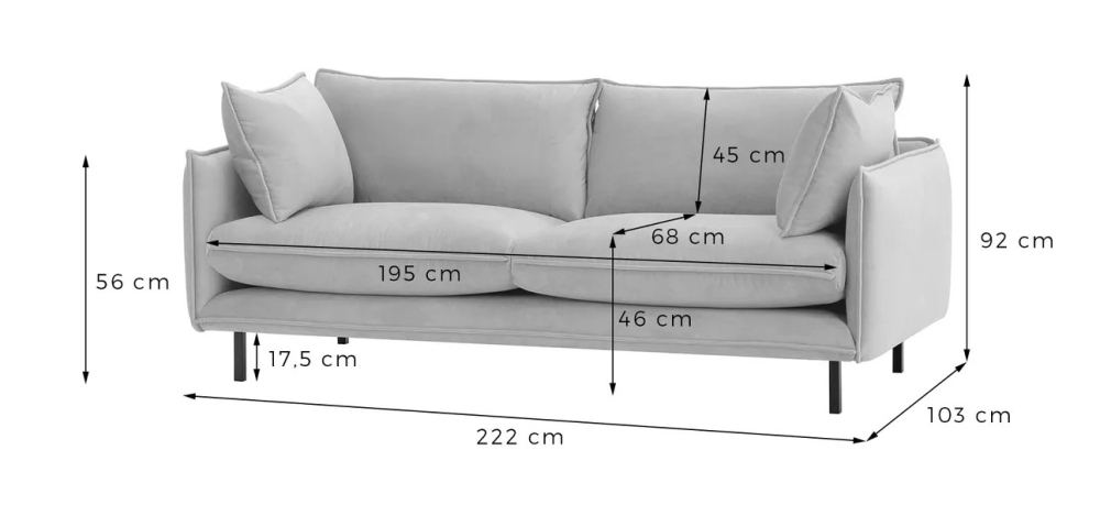 MODELL:  VICTORIA 3-SITZER SOFA IN SAMTSTOFF „ KRONOS “