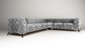 MODELL CHESTERFIELD „ROYAL“ MODULARES ECKSOFA: 1 + 2 + 3 + (E) + 3 + 2 + 1 IN STOFF VELVET SAMT PREMIUM