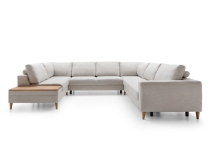 MODELL „ALIKA“ ECKSOFA in U-FORM mit Bettfunktion und Stauraum in Stoff MONOLITH