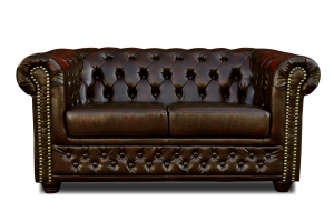 MODELL:  " CHESTERFIELD “  2 - SITZER SOFA IN  LEDER LOOK  PREMIUM